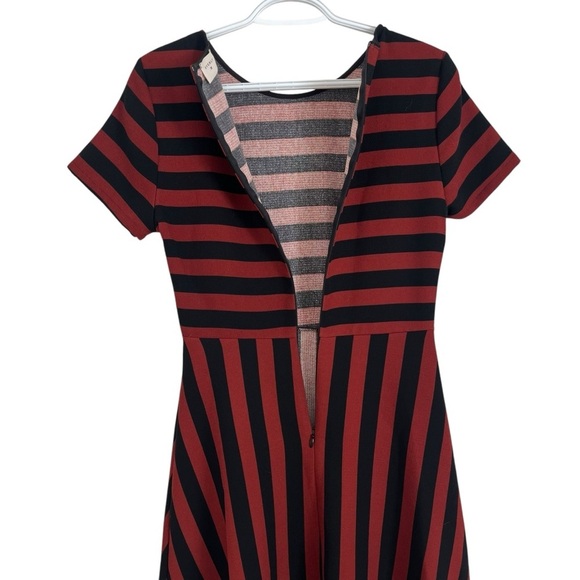 Everly Anthropologie skater retro striped short sleeve zip up dress women small - Picture 10 of 10